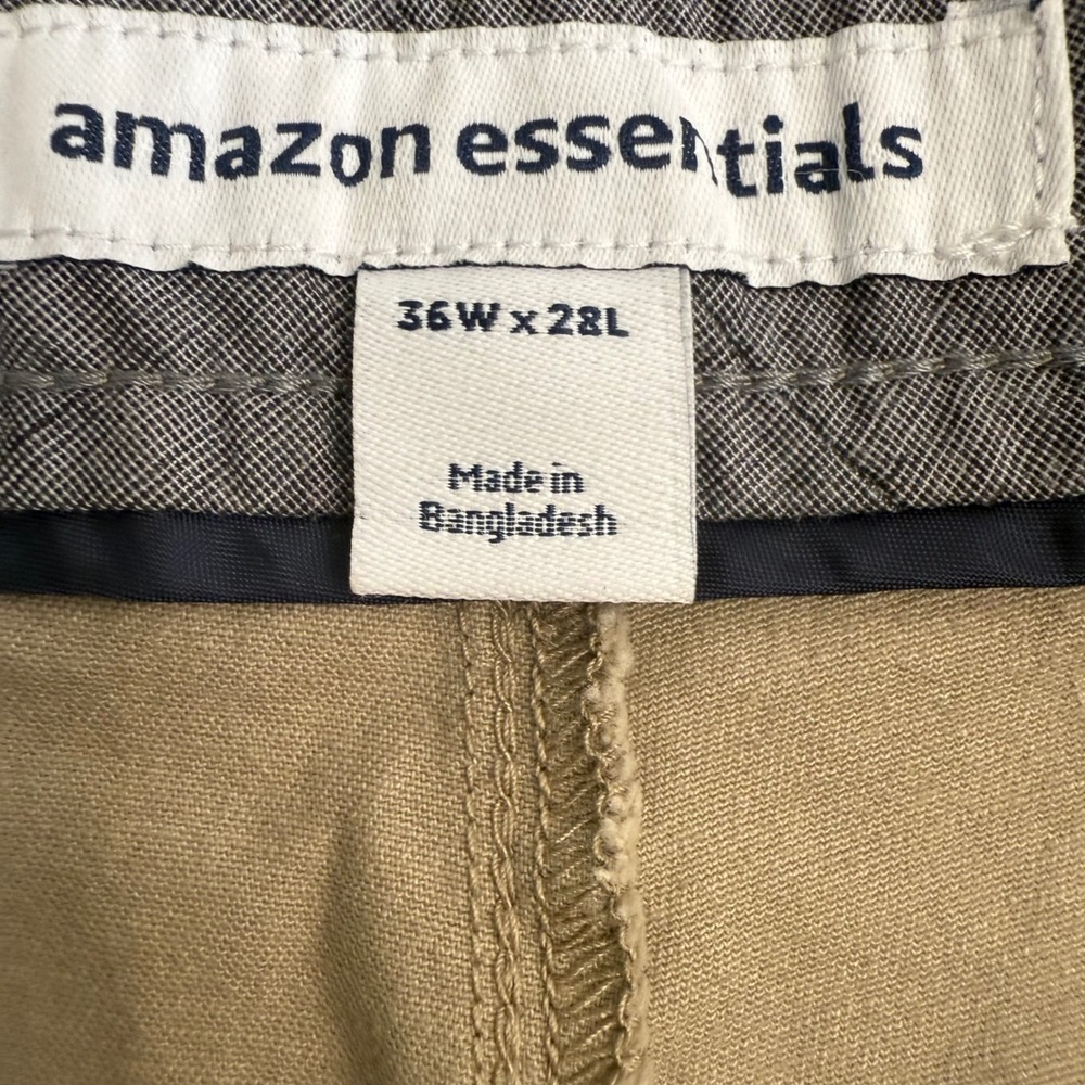 Amazon Essentials Mens Khaki Classic Fit Straight Leg Chinos Pants Size 36x28 - Picture 7 of 9